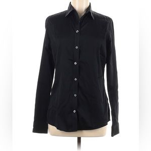Banana Republic Women Black Long Sleeve Button-Down Shirt - Small